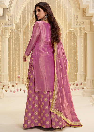 Tissue Fabric with Pitta Work Reay to wear Sharara & Kurta Set