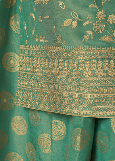 Tissue Fabric with Pitta Work Reay to wear Sharara & Kurta Set