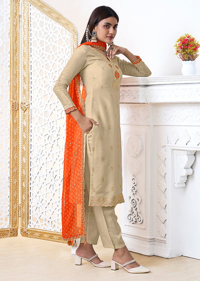 Tissue Fabric with Sequins Embroidery Reay to wear Salwar & Kurta Set