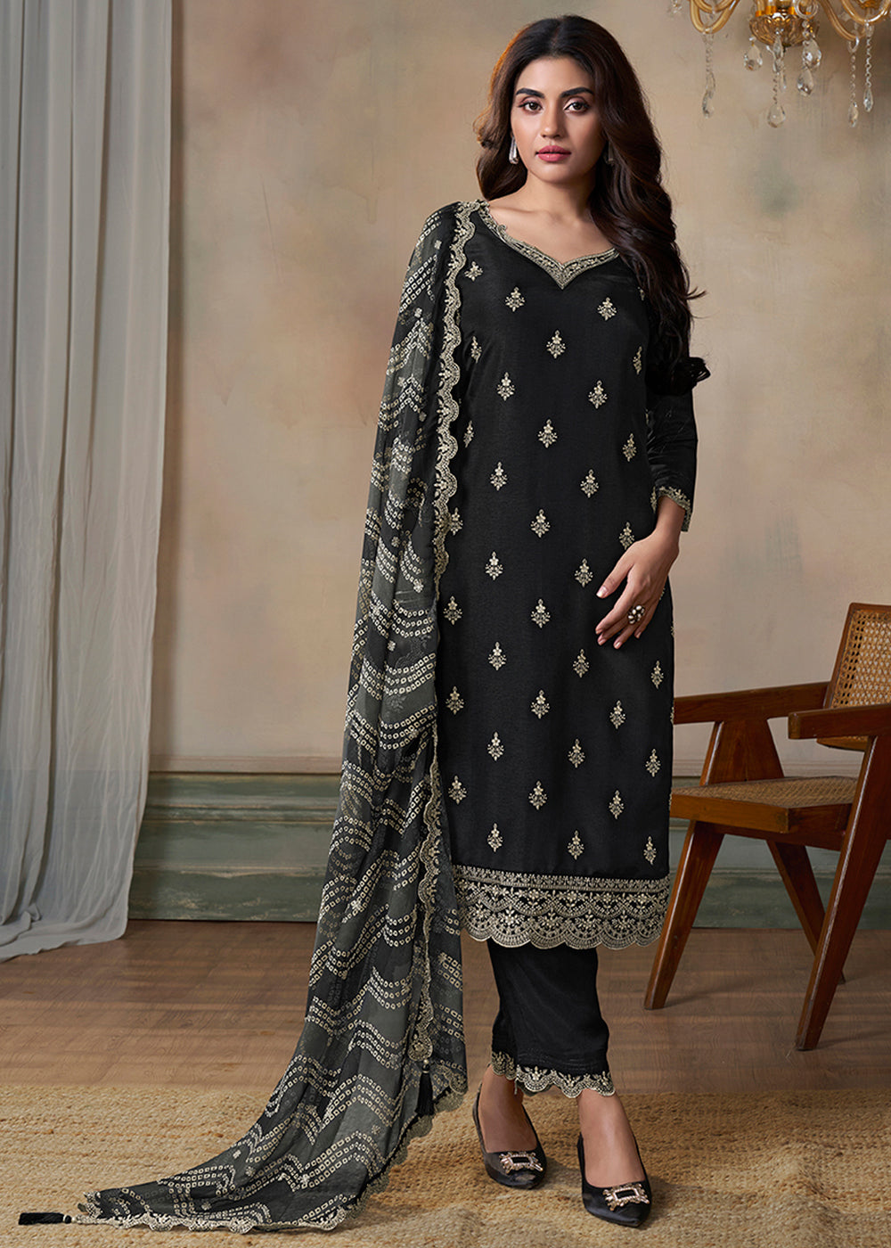 Silk Fabric with thread work Ready to wear Salwar & Kurta Set