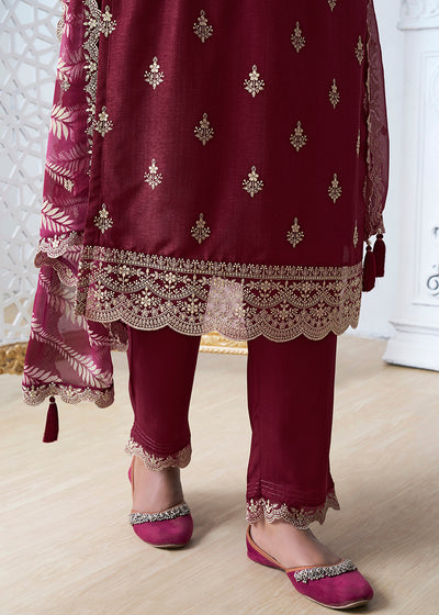 Silk Fabric with thread work Ready to wear Salwar & Kurta Set