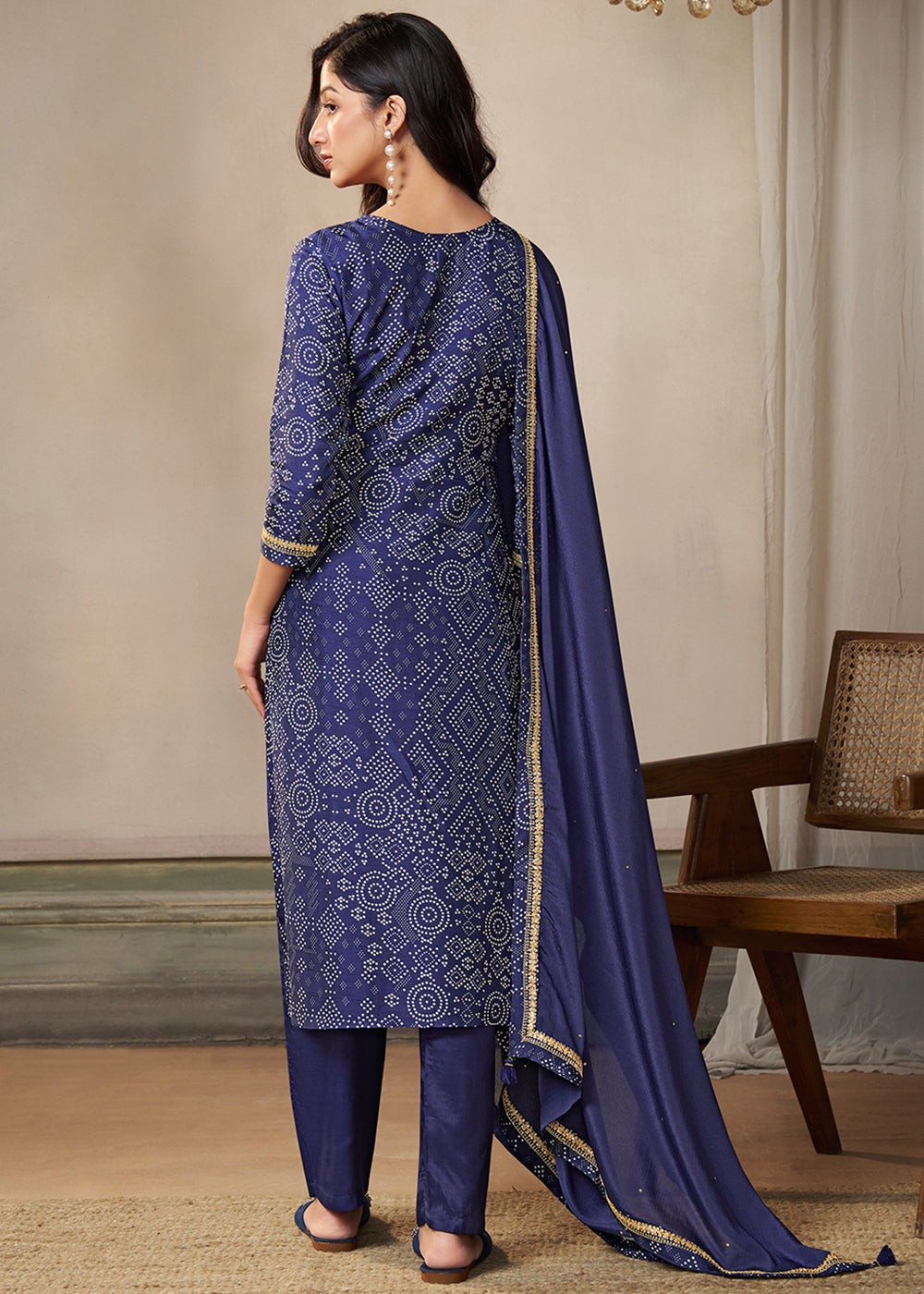 Silk Digital Bandhani Printed Ready to wear Salwar & Kurta Set