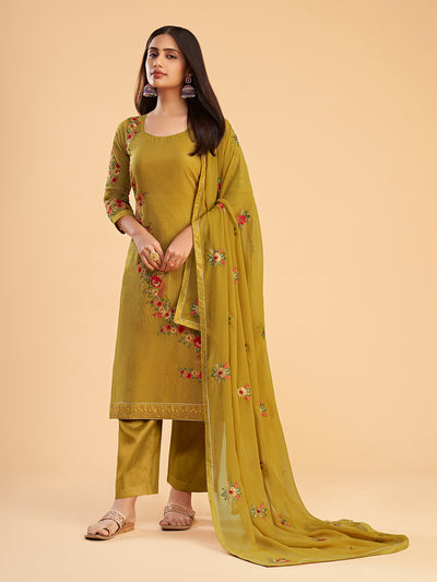Shimmer Organza Fabric Sequins embroidery Semi-Stitched Straight Kurta Set- Zaida 12