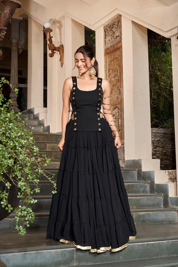 Black color Navratri Designer Ready To Wear Lehenga Set houseofpanchhi