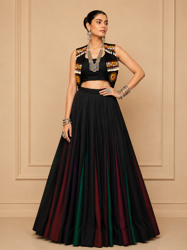 Black color Navratri Designer Ready To Wear Lehenga Set houseofpanchhi