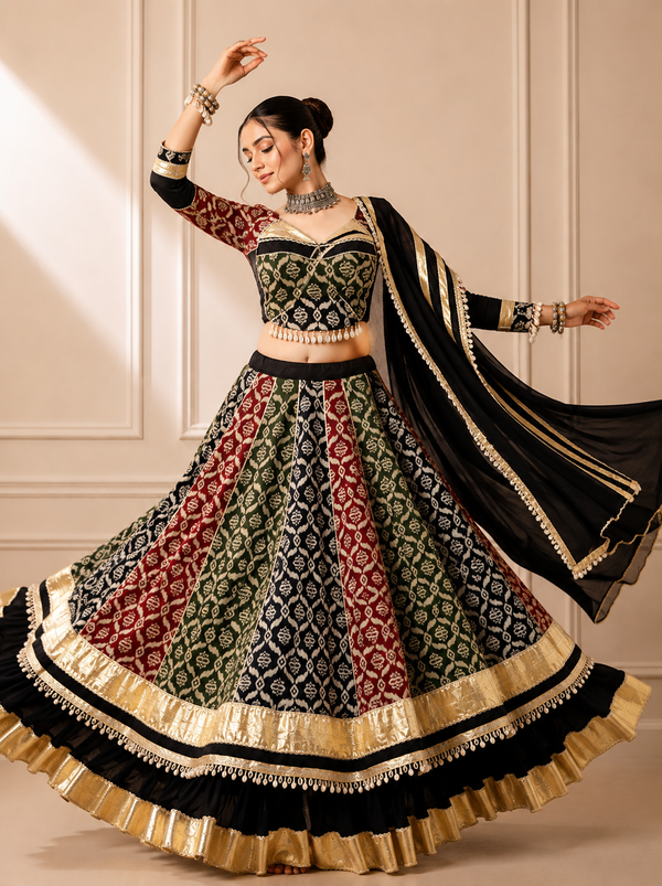 Black color Navratri Designer Ready To Wear Lehenga Set houseofpanchhi