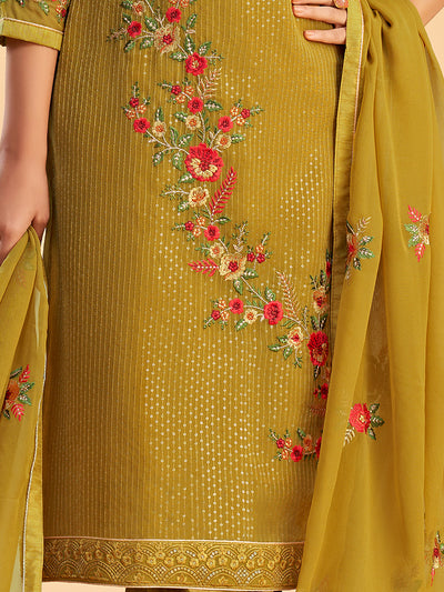 Shimmer Organza Fabric Sequins embroidery Semi-Stitched Straight Kurta Set- Zaida 12