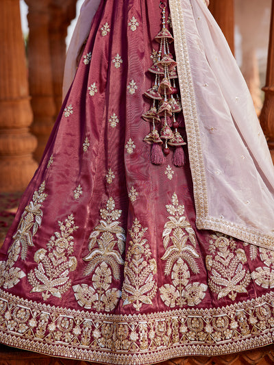 Tissue Fabric Sequinse embroidery Semi-Stitched Lehenga choli & Dupatta