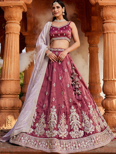 Tissue Fabric Sequinse embroidery Semi-Stitched Lehenga choli & Dupatta