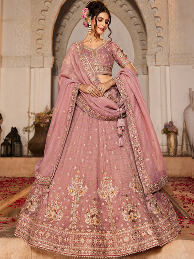 Tissue Fabric  Sequinse embroidery Semi-Stitched Lehenga choli & Dupatta