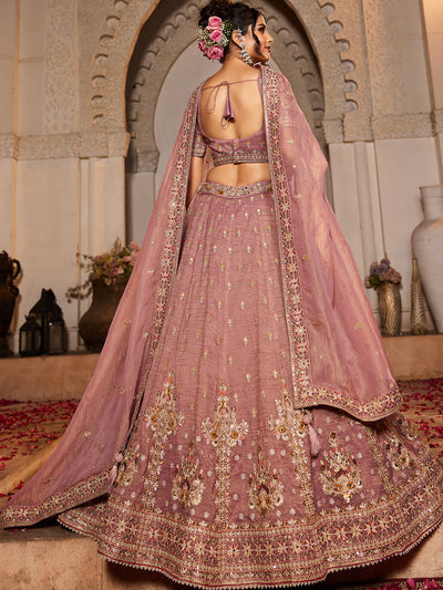 Tissue Fabric  Sequinse embroidery Semi-Stitched Lehenga choli & Dupatta