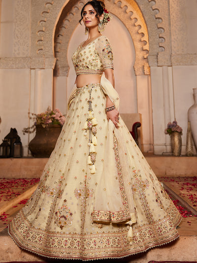 Tissue Fabric  Sequinse embroidery Semi-Stitched Lehenga choli & Dupatta