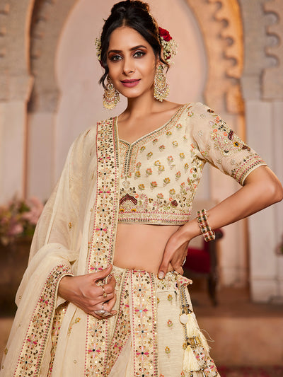 Tissue Fabric  Sequinse embroidery Semi-Stitched Lehenga choli & Dupatta