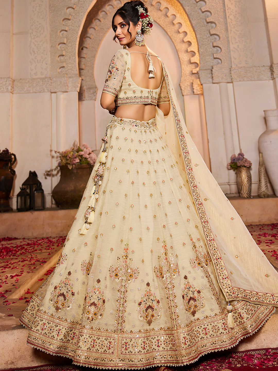 Tissue Fabric  Sequinse embroidery Semi-Stitched Lehenga choli & Dupatta