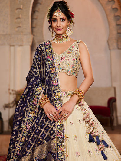 Tissue Fabric Sequinse embroidery Semi-Stitched Lehenga choli & Dupatta