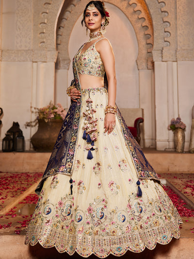 Tissue Fabric Sequinse embroidery Semi-Stitched Lehenga choli & Dupatta