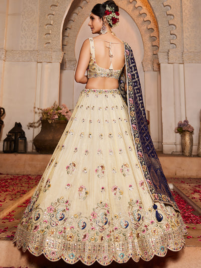 Tissue Fabric Sequinse embroidery Semi-Stitched Lehenga choli & Dupatta