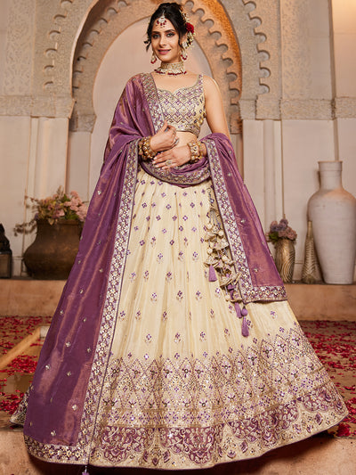 Tissue Sequinse embroidery Semi-Stitched Lehenga choli & Dupatta