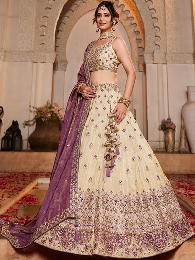 Tissue Sequinse embroidery Semi-Stitched Lehenga choli & Dupatta