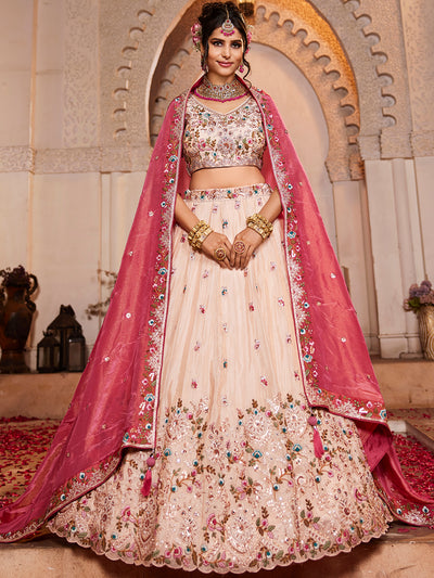 Tissue Sequinse embroidery Semi-Stitched Lehenga choli & Dupatta