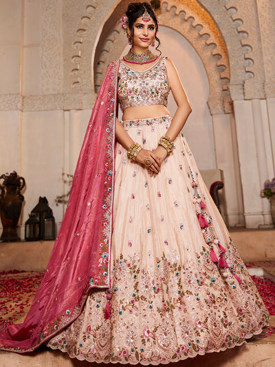 Tissue Sequinse embroidery Semi-Stitched Lehenga choli & Dupatta
