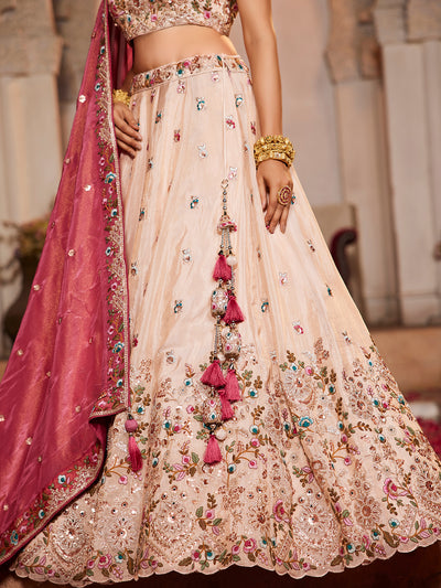 Tissue Sequinse embroidery Semi-Stitched Lehenga choli & Dupatta