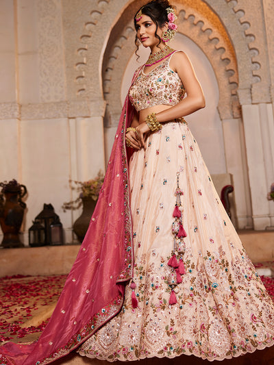Tissue Sequinse embroidery Semi-Stitched Lehenga choli & Dupatta
