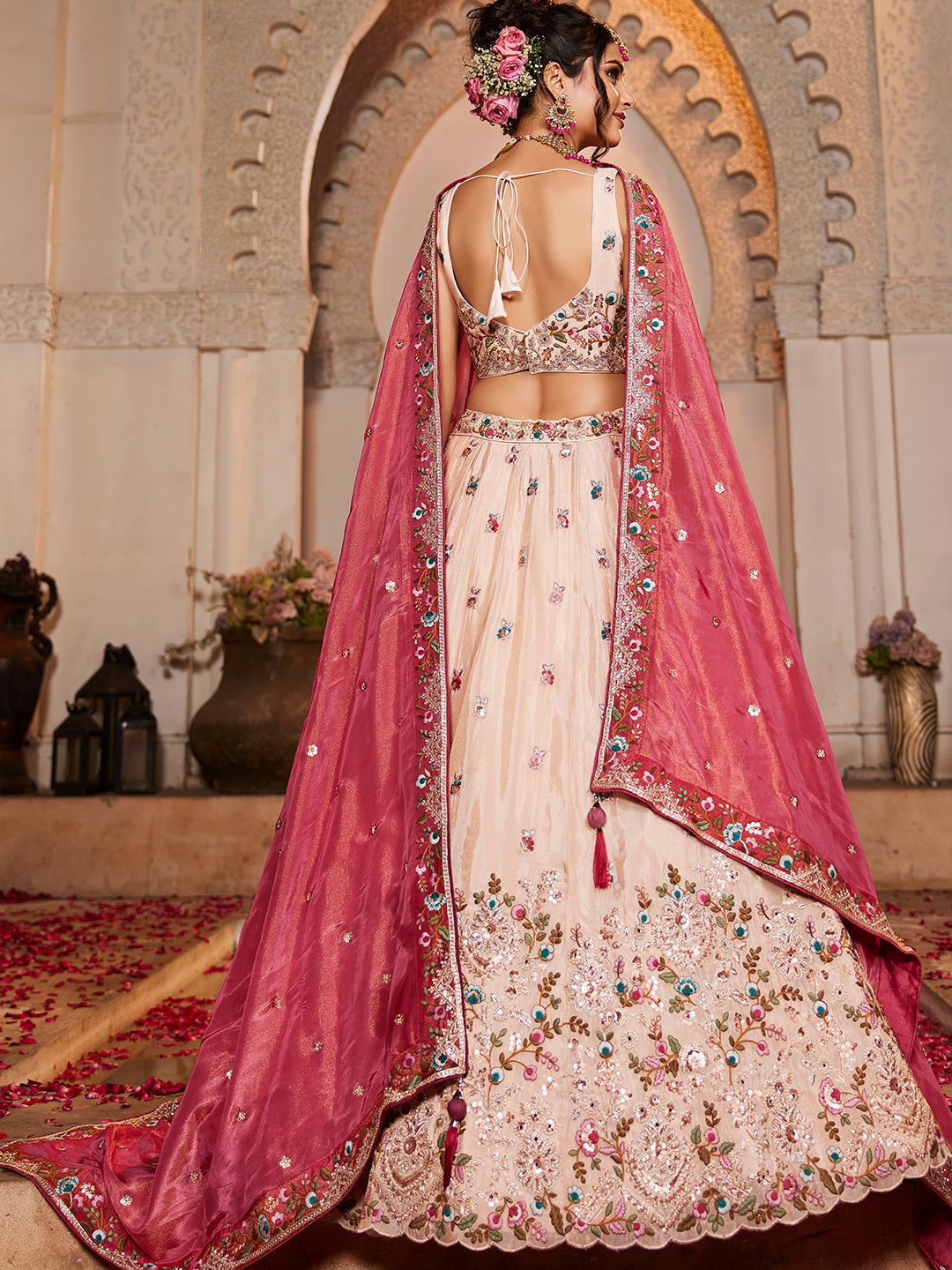 Tissue Sequinse embroidery Semi-Stitched Lehenga choli & Dupatta