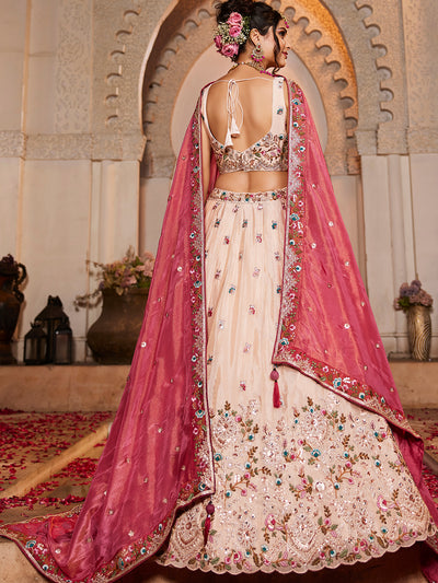 Tissue Sequinse embroidery Semi-Stitched Lehenga choli & Dupatta