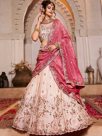 Tissue Sequinse embroidery Semi-Stitched Lehenga choli & Dupatta