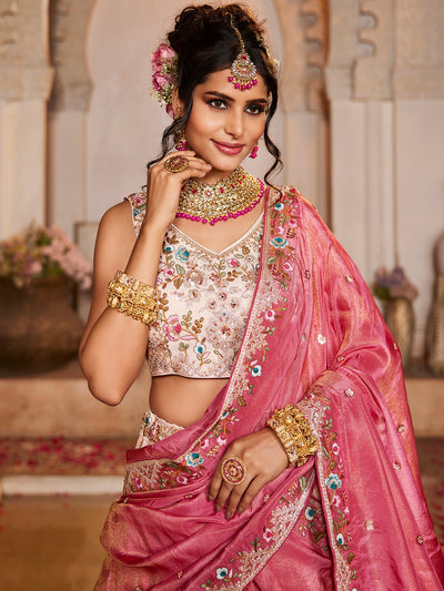 Tissue Sequinse embroidery Semi-Stitched Lehenga choli & Dupatta