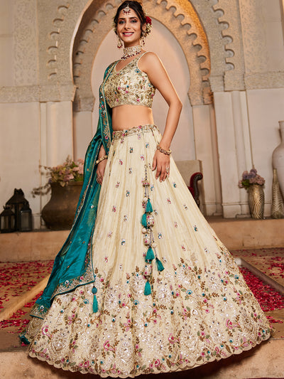 Tissue Sequinse embroidery Semi-Stitched Lehenga choli & Dupatta