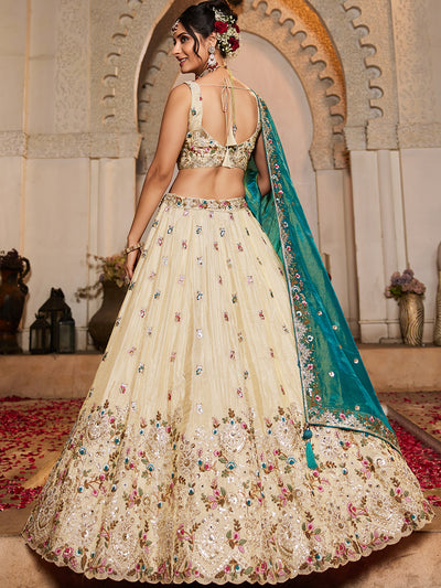 Tissue Sequinse embroidery Semi-Stitched Lehenga choli & Dupatta