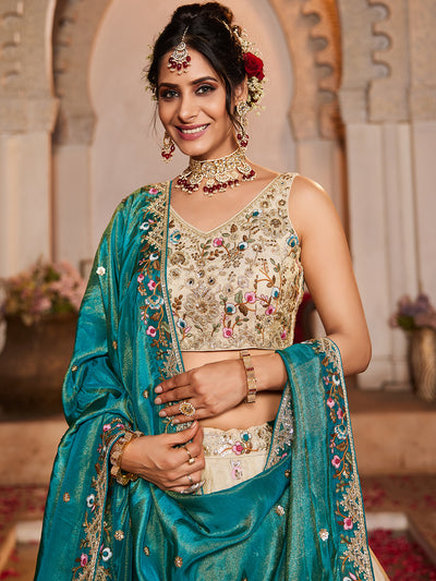 Tissue Sequinse embroidery Semi-Stitched Lehenga choli & Dupatta