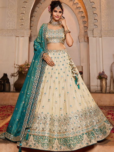 Tissue Sequinse embroidery Semi-Stitched Lehenga choli & Dupatta