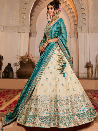 Tissue Sequinse embroidery Semi-Stitched Lehenga choli & Dupatta