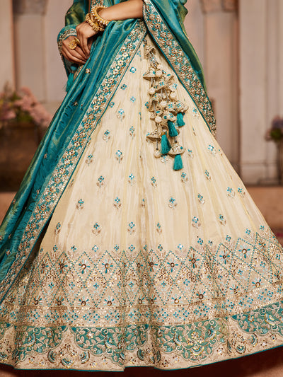 Tissue Sequinse embroidery Semi-Stitched Lehenga choli & Dupatta