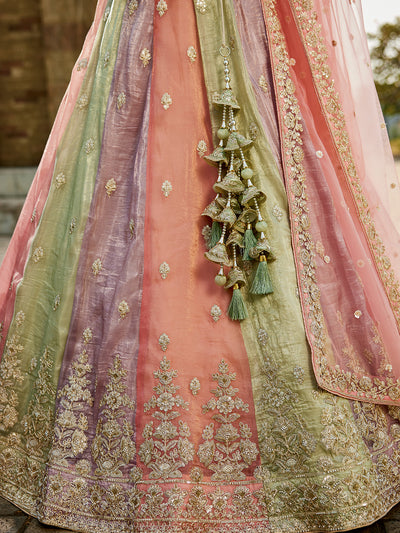 Tissue  FabricSequinse embroidery Semi-Stitched Lehenga choli & Dupatta