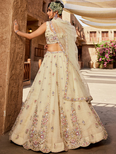 Tissue Fabric Sequinse embroidery Semi-Stitched Lehenga choli & Dupatta