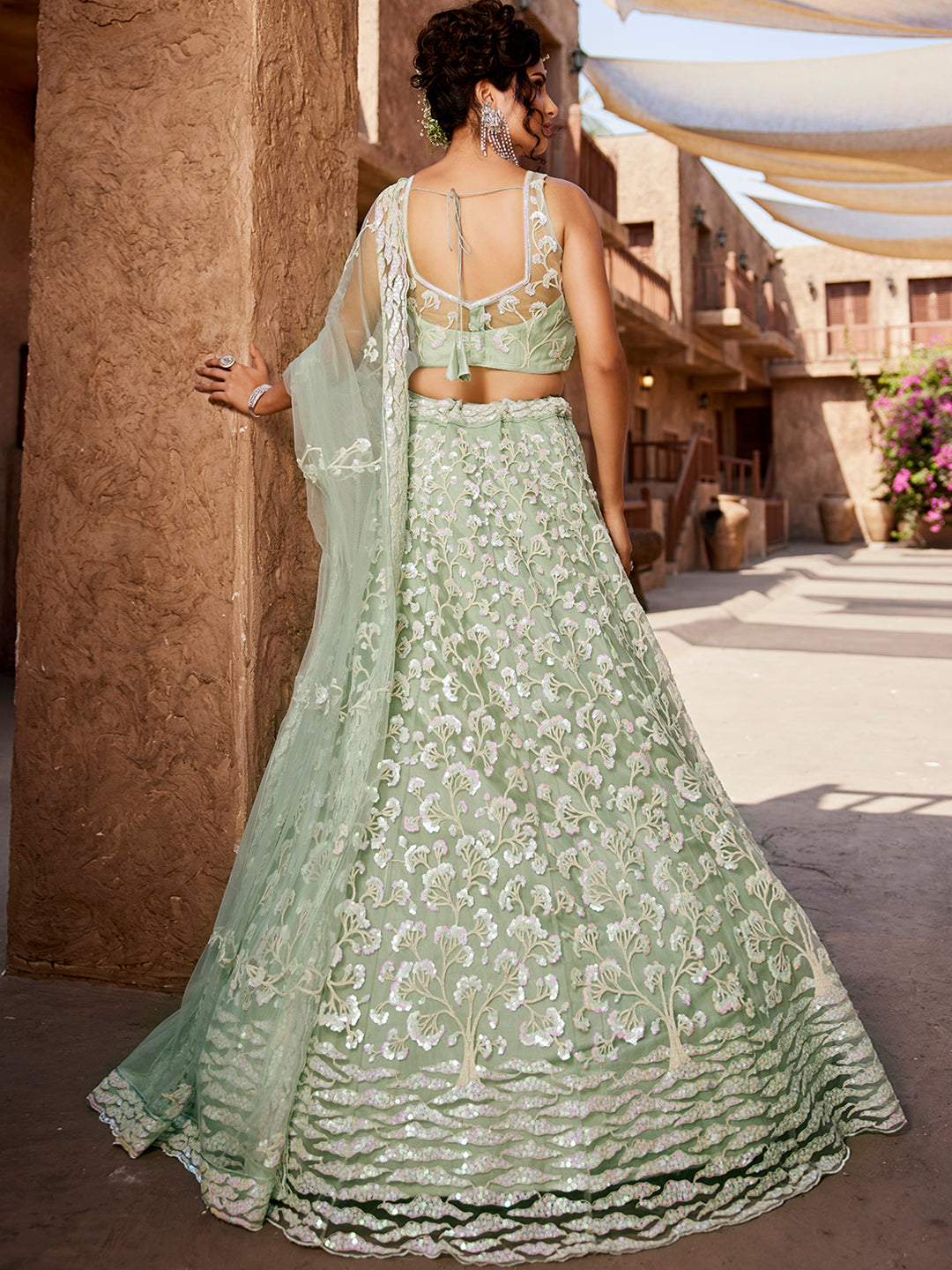 Net Fabric Sequinse embroidery Semi-Stitched Lehenga choli & Dupatta