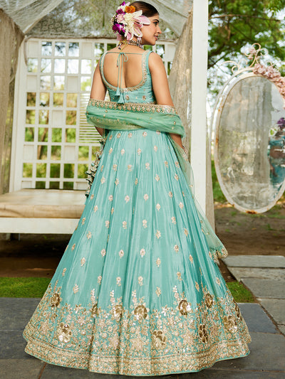 Chinnon Sequinse embroidery Semi-Stitched Lehenga choli & Dupatta