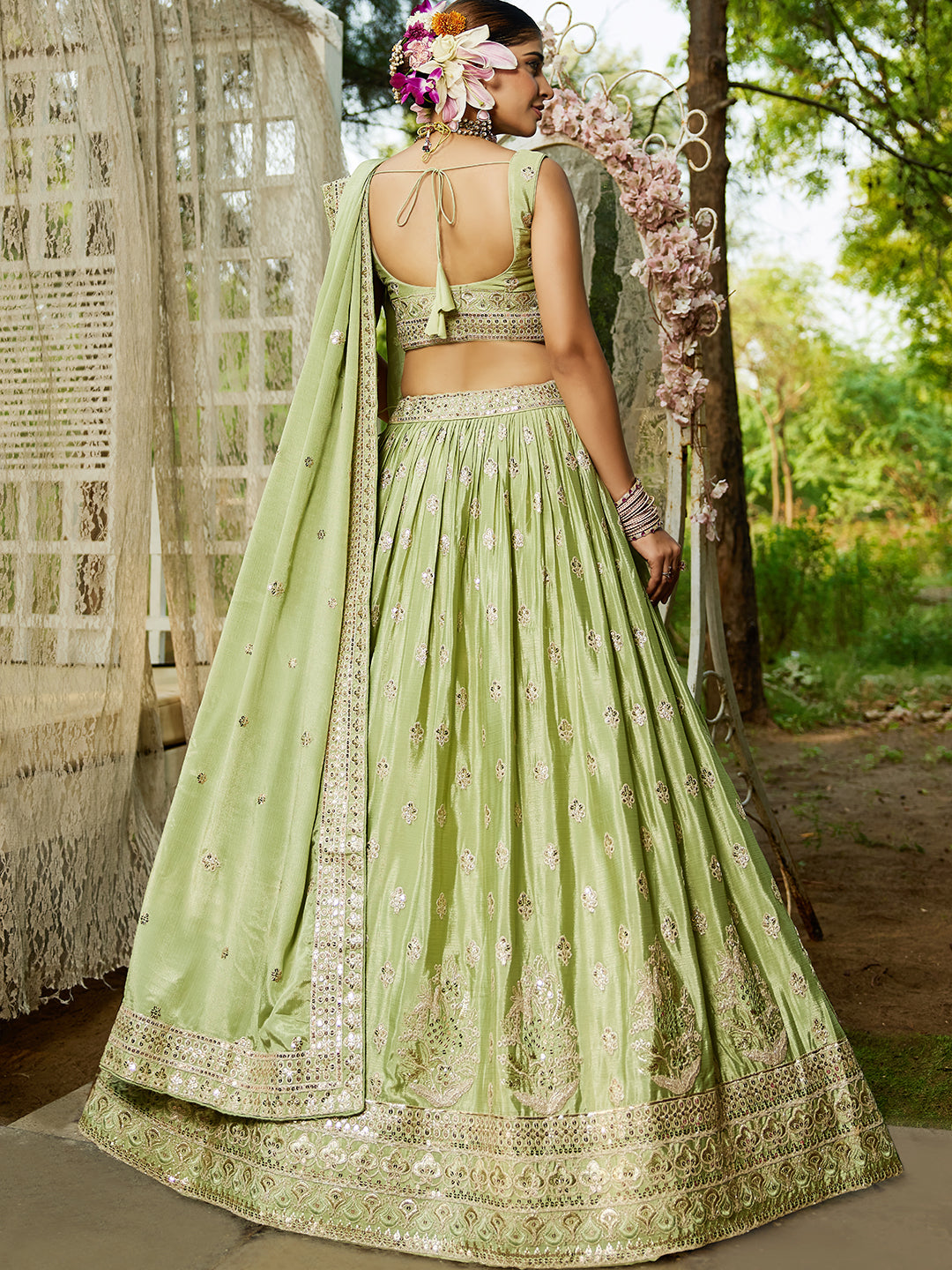 Chiffon Sequinse embroidery Semi-Stitched Lehenga choli & Dupatta