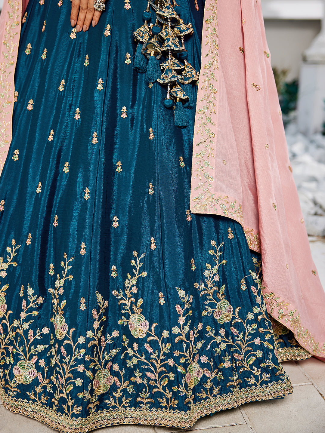 Chiffon Sequinse embroidery Semi-Stitched Lehenga choli & Dupatta