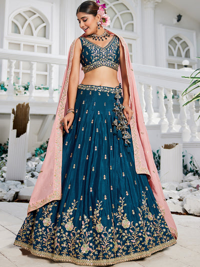 Chiffon Sequinse embroidery Semi-Stitched Lehenga choli & Dupatta