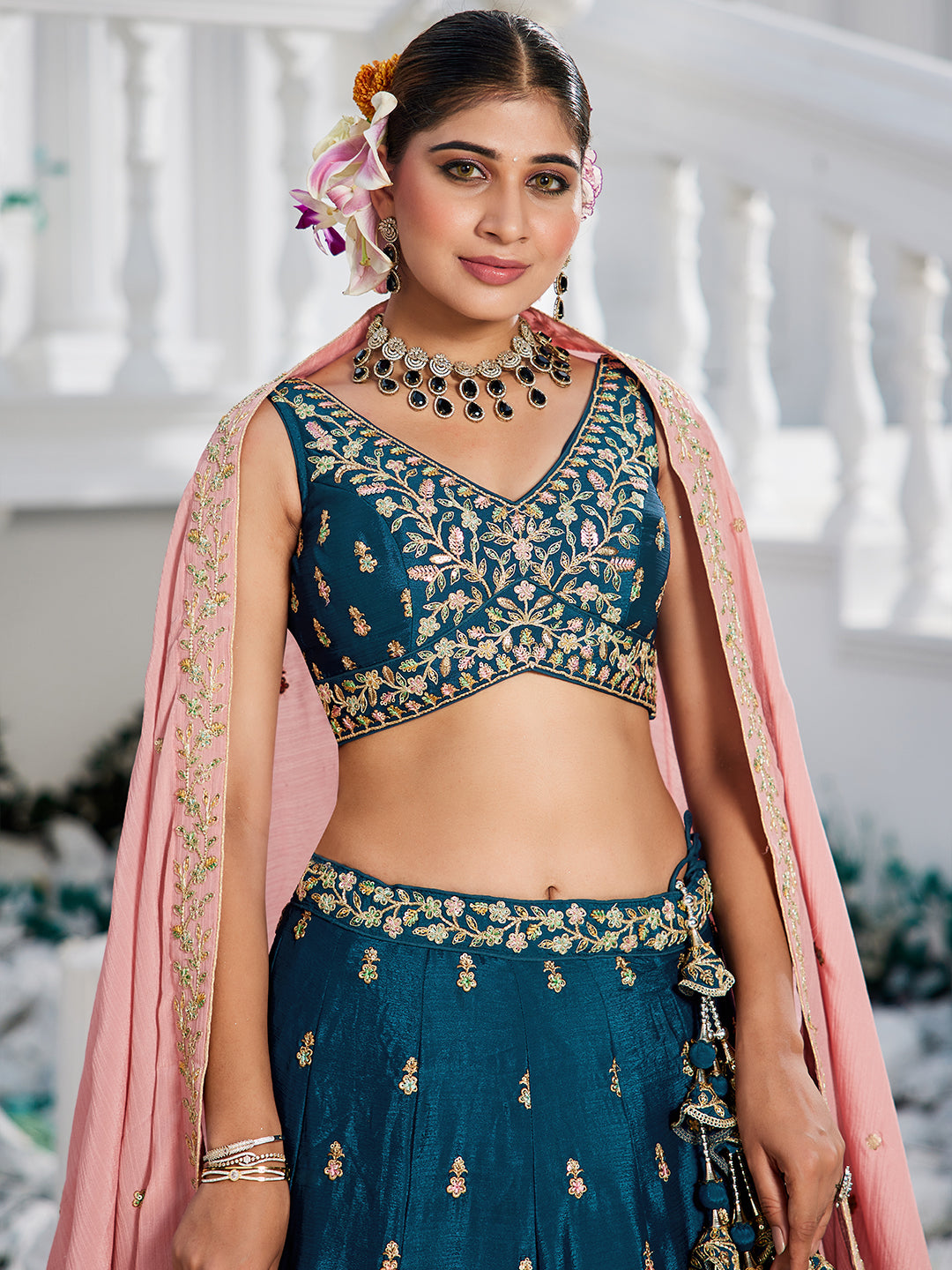 Chiffon Sequinse embroidery Semi-Stitched Lehenga choli & Dupatta