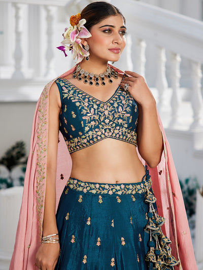 Chiffon Sequinse embroidery Semi-Stitched Lehenga choli & Dupatta