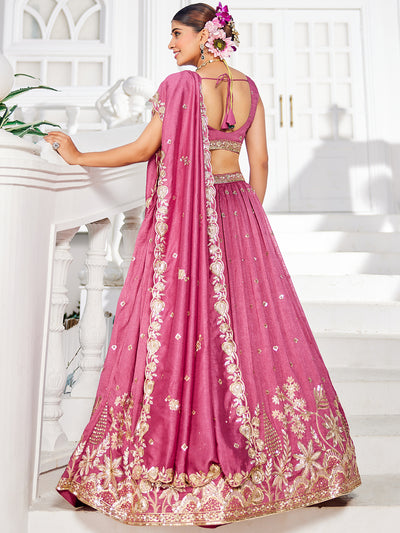 Chiffon Sequinse embroidery Semi-Stitched Lehenga choli & Dupatta