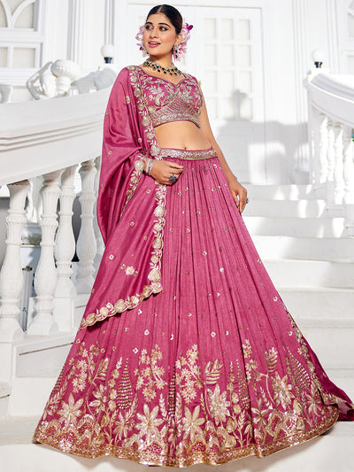 Chiffon Sequinse embroidery Semi-Stitched Lehenga choli & Dupatta