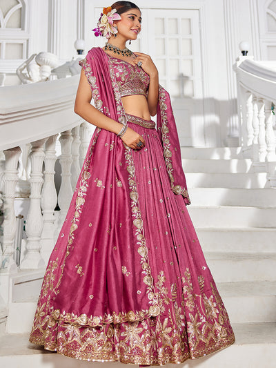 Chiffon Sequinse embroidery Semi-Stitched Lehenga choli & Dupatta