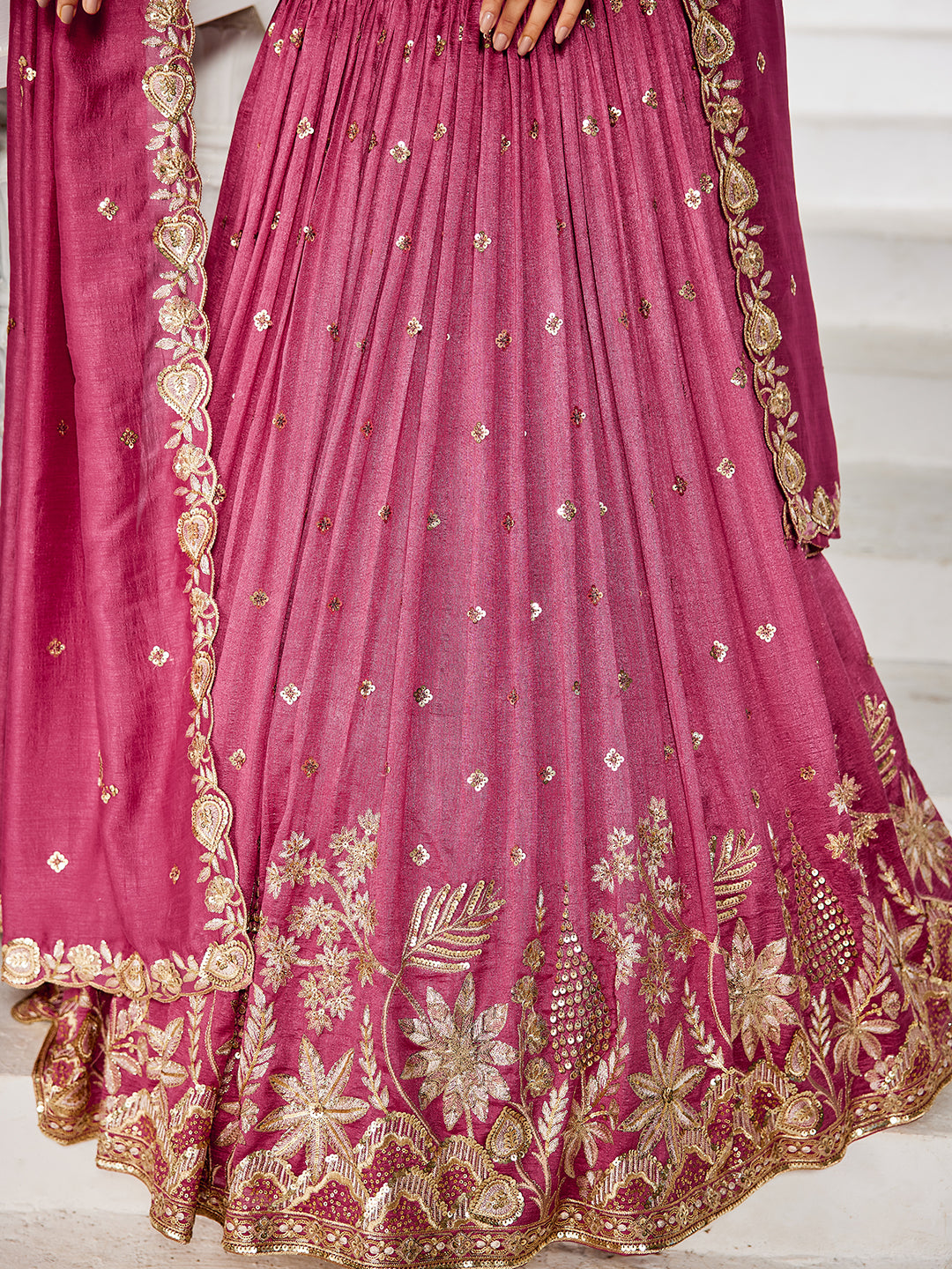 Chiffon Sequinse embroidery Semi-Stitched Lehenga choli & Dupatta